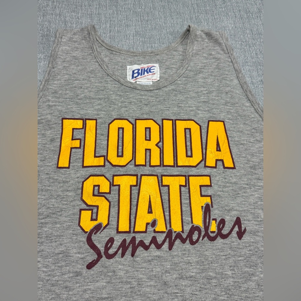 Vintage L Tank Top‎ BIKE Winners Wear Florida State Seminoles Gray Made In USA